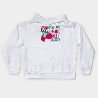 Beet Pun You Make My Heart Beet Faster Kids Hoodie